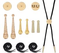 Uxsjakjsd Bolo Tie Finding Kit, Sliver Bolo Tie Tip Buckle Replacement with Cord End 3Pcs Round Slides Pack 3 Strands Nylon Cord A