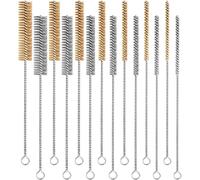 Uxsjakjsd Brass Wire Brush Set 14-Pieces Stainless Steel Tube Brush 12" Round Wire Brushes Kit Bore Brush Metal Bristle Cleaning