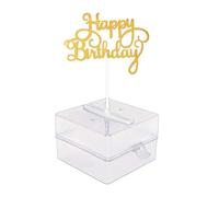 Uxsjakjsd Cake Money Box Set, Money Pulling Cake Making Mold, Plastic with Gold Glitter Happy Birthday Cake Topper