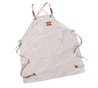 Uxsjakjsd Chic Canvas Work Aprons in Cream White for Women, Multi-Functional for Home, Kitchen, and Gardening