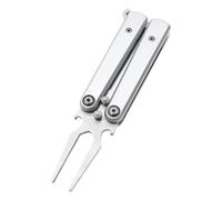 Uxsjakjsd Golf Alloy Forks Golf Divot Alloy Tool Forks Metal Foldable Butterfly Divot Tool with Bottle Opener Golf Course Gift Sliver