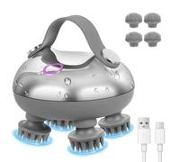 Uxsjakjsd Massager Scalp Stress Relax 5 in 1 Kneading with 8 Removable Massage Head Waterproof Hair Massage 8 Removable Claws Cat Scratcher Gift for Dad Mom
