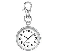Uxsjakjsd Nurses Watches forWomen Quartz Round Keychain Clip onWatch Unisex Hanging Digital Watch Clip forNurses Doctors Silver+White