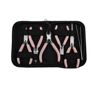 Uxsjakjsd Pink Handle Anti-Slip 6-Piece Jewelry Pliers Kit for Splicing & Fixing in DIY Jewelry Projects