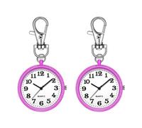 Uxsjakjsd Portable Badge Watch Quartz Round Keychain Clip onWatch Unisex Hanging Digital Watch Clip forNurses Doctors -Color