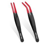 Uxsjakjsd Rubber Tipped Tweezers Set(2pcs), Straight and Bent Tips for Crafting in for Crafts, Jewelry, Electronics