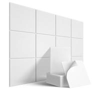 Uxsjakjsd Self-Adhesive Acoustic Panels 12 Pack,12 x 12 x 0.4 inch Sound Proof Padding,Sound Absorbing Panel for Home,White