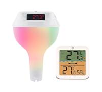 Uxsjakjsd Solar Powered Digital Pool Thermometer with Floating Design, LED Display, IP68 Waterproof, and Colorful RGB Light for Swimming Pools