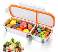 Uxsjakjsd Stainless Steel Reusable Dual Compartment Snack Boxes with Secure Lids, Perfect for On-The-Go