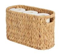 Uxsjakjsd Toilet Paper Storage Basket with Built-in Handles, Water Hyacinth Wicker Design Holder for 6 Rolls