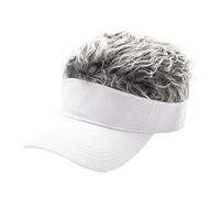 Uxsjakjsd Unisex Fashion Wig Caps Concise Sun Visors Street Hip Hop Baseball Cap Sun Snapback Hats Fake Hair Casquette White+Gray 1 PCS