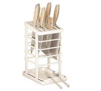Uxsjakjsd Waterproof Hollow Storage Rack Kitchen Tabletop Storage Rack Holder Stand Kitchen Utensil Organizer Holder White