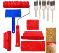 Uxsjakjsd Wood Texture Paint Tool, Natural Woodgrain Maker, 11 Pcs Wood Grain Tool Set for Wall Floor Furniture DIY Room Decoration