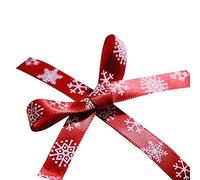 uxury RED & White Snowflake Christmas Satin 2m x 9mm Ribbon for Christmas Wrap Decoration Ribbon & Decorating Ideas for Present Bows Toppers or Wrapping Bags Box Balloon String Cards Art Craft