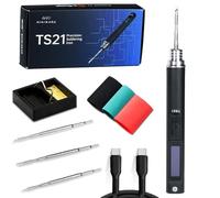 UY CHAN Miniware Original TS21 Soldering Iron Station Kit Upgraded PD 18-100W Power Programmable Smart Mini Electric Portable Soldering Pen (TS21 with 3 Tips)