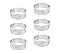 Uyauld Stainless Steel Perforated Tart Ring, 2.36 inch Heat-Resistant Cake Mold Ring, 6CM Nonstick Pastry Dessert Utensil, Circle Baking Tool for French Fruit Tarte, Round (2.36" (6cm) 6Pcs)