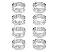 Uyauld Stainless Steel Perforated Tart Ring, 2 inch Mini Heat-Resistant Cake Mold Ring, 5CM Nonstick Pastry Dessert Utensil, Circle Baking Tool for French Fruit Tarte, Round (2“ (5cm) 8Pcs)