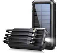 UYAYOHU Power Bank Portable Solar Charger 40000mAh Large Capacity 3 Output Cables and 1 Input and Flashlight 5V 3.1A Fast Charge Compatible with All Smartphones and USB Devices