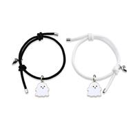 UYBEPU 2PCs Halloween Bracelets Funny Couples Bracelets Matching Bracelet for Couples Cute Ghost Heart Charm Bracelet Gifts for Boyfriend Girlfriend Best Friend