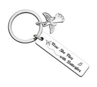 UYBEPU Memorial Keychain Sympathy Memorial Bereavement Gifts for Loss Of Mother Mom Grandma Grandmother Sister Friends Sentimental Butterfly Memorials Gifts Now She Flies With Butterflies Keychains