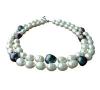 UYCUODLUY 2 Rows 14mm White Rice Freshwater Pearl Nucleated Flameball Baroque Pearl choker Necklace For luxury Women Jewelry