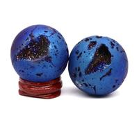 UYCUODLUY Beautiful Color electroplated Agate Crystal Ball Egg Witchcraft Home Decoration (Color : Blue Plating, Size 10pcs)