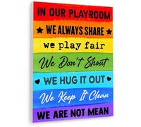 UYCUODLUY Behavior Chart for Playroom - Motivational Canvas Wall-Art with Inspirational Rules for Bedroom, Classroom and Nursery Decor(Unframed,08x12inch(20x30cm))
