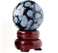 UYCUODLUY Black Obsidian Crystal Ball, Snowflake Stone Sphere,FengShui Gemstone Sculpture Figurine Gift Decor Divination Yoga,6.5~7cm