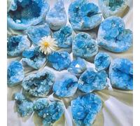 UYCUODLUY Celestite Geode Heart 600-800g - Blue Crystal Cluster for, & Home Decor | Crystals and Stones Gift for & Serenity