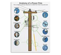 UYCUODLUY Electrician Gift Idea Lineman Knowledge Vintage Style Canvas Wall-Art for Workshop Home Bar(Framed,08x12inch(20x30cm))