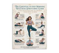 UYCUODLUY Energizing Morning Stretch Poster 8 Step Daily Routine Guide for Home Office Bedroom Wall-Art Decor(Framed,16x24inch(40x60cm))
