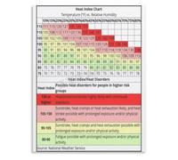 UYCUODLUY Heat Index Danger Zone Chart Poster Workplace Guide for Outdoor Workers Supervisor Wall-Art(Unframed,12x18inch(30x45cm))