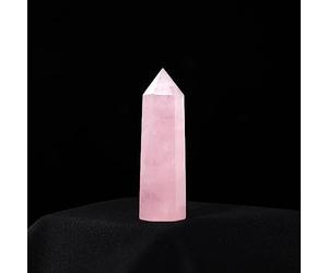 UYCUODLUY Hibiscus Powder Crystal Hexagonal Point Wand Rose Quartz Column Polished Gem Home Decorati (Size : 7-8cm)