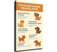 UYCUODLUY Pet Training Posters - Canvas Wall-Art with Dog Bark Translation Guide - Educational Decor for Home, Office, and Pet Room(Unframed,16x24inch(40x60cm))