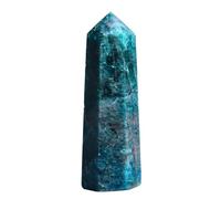 UYCUODLUY Stone Crystal Blue Apatite Single Point Wand Polished Gemstone Aura Hexagonal Obelisk Column Home Desk Decoration(150-200g)