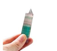 UYCUODLUY Striped Crystal Colorful Fluorite Hand Made Hexagonal Point Column Green Raw Magic Wand Home Desktop Decoration Ornaments (Size : 5-6cm)