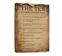 UYCUODLUY Ten Commandments Canvas Wall-Art - Framed Bible Verse Print, Inspirational Christian Decor for Living Room, Bedroom, and Home Office(Unframed,16x24inch(40x60cm))