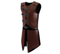Uyecos Deluxe Medieval Chest Armor Viking Warrior Adjustable Leather Armour Breastplate Costume for LARP Party Halloween Cosplay, Men Armor Brown, One Size