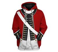 Uyecos Historical Hoodie Revolutionary War Uniform Costume 3D Printed Army Jacket Halloween Costume - - Medium