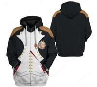 Uyecos Historical Hoodie Revolutionary War Uniform Costume Vintage Army Jacket Halloween Costume, Napoleon Bonaparte Small Size, M