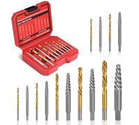 UYECOVE 14 Pieces Screw Extractor Set, Left Hand Drill Bits Set for Removing Stripped Screws and Broken Bolts 35# Cr-Mo & 6542 HSS Steel Cobalt Easy Out Screw Extractor Set Broken Bolt Extractor Kit