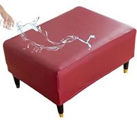uyeoco Faux PU Leather Stretch Ottoman Cover Folding Storage Stool Furniture Protector Soft Rectangle Slipcover With Elastic Bottom(C8,110-120cm)
