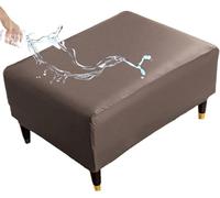 uyeoco Ottoman Covers, Stretch Rectangle Square Ottoman Slipcover Cover, Waterproof Ottoman Slipcover Stretch Footrest Stool Covers Waterproof Cover For Pouffe(Coffee,60-75cm)