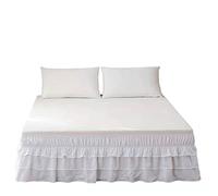 uyeoco Poly-Cotton Bed Skirts & Valances Plain Dyed Extra Deep Fitted Base Valance Sheet - Single,Double,King,Super King Frilled Machine Washable - (Color : A, Size : 198 * 203cm)