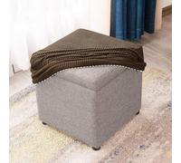 uyeoco Square Ottoman Slipcover Stool Covers Stretch Footstool Protector Covers with Elastic Bottom, Feature Textured Checked Fabric Machine Washable(G,35X35CM)