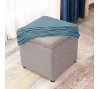 uyeoco Square Ottoman Slipcover Stool Covers Stretch Footstool Protector Covers with Elastic Bottom, Feature Textured Checked Fabric Machine Washable(O,38X38CM)
