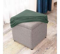 uyeoco Square Ottoman Slipcover Stool Covers Stretch Footstool Protector Covers with Elastic Bottom, Feature Textured Checked Fabric Machine Washable(J,30x30cm)