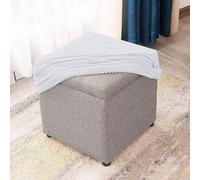 uyeoco Square Ottoman Slipcover Stool Covers Stretch Footstool Protector Covers with Elastic Bottom, Feature Textured Checked Fabric Machine Washable(L,30x30cm)