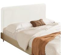 uyeoco Stretch Bed Headboard Cover King size/Double/King/Single, Milk Fleece Headboard Cover All-Inclusive Headboard Dustproof Protector Covers Within a height of 80 centimeters(White,180cmx80cm)