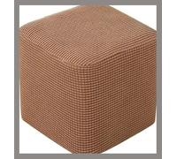 uyeoco Stretch Ottoman Slipcover Cover Square/Round Footstool Facai Foot Stool Covers, Thicked Cover for Pouffe, Decorative Washable Sofa Foot Rest Cover(E,35X35CM)